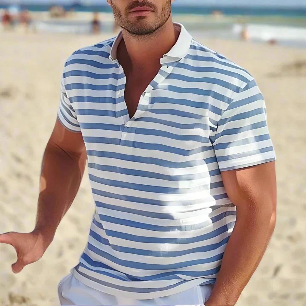 Uomo Polo Righe Manica Corta Estate | Maglia Casual - Image 2