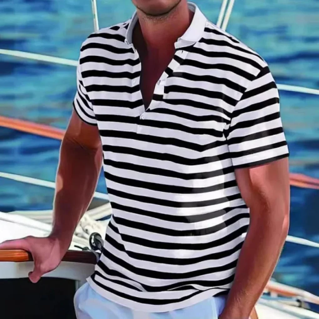 Uomo Polo Righe Manica Corta Estate | Maglia Casual - Image 3